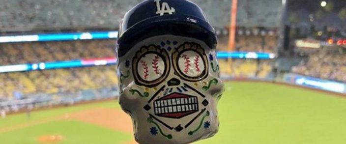 The Dia de Los Dodgers skull bobblehead is amazing